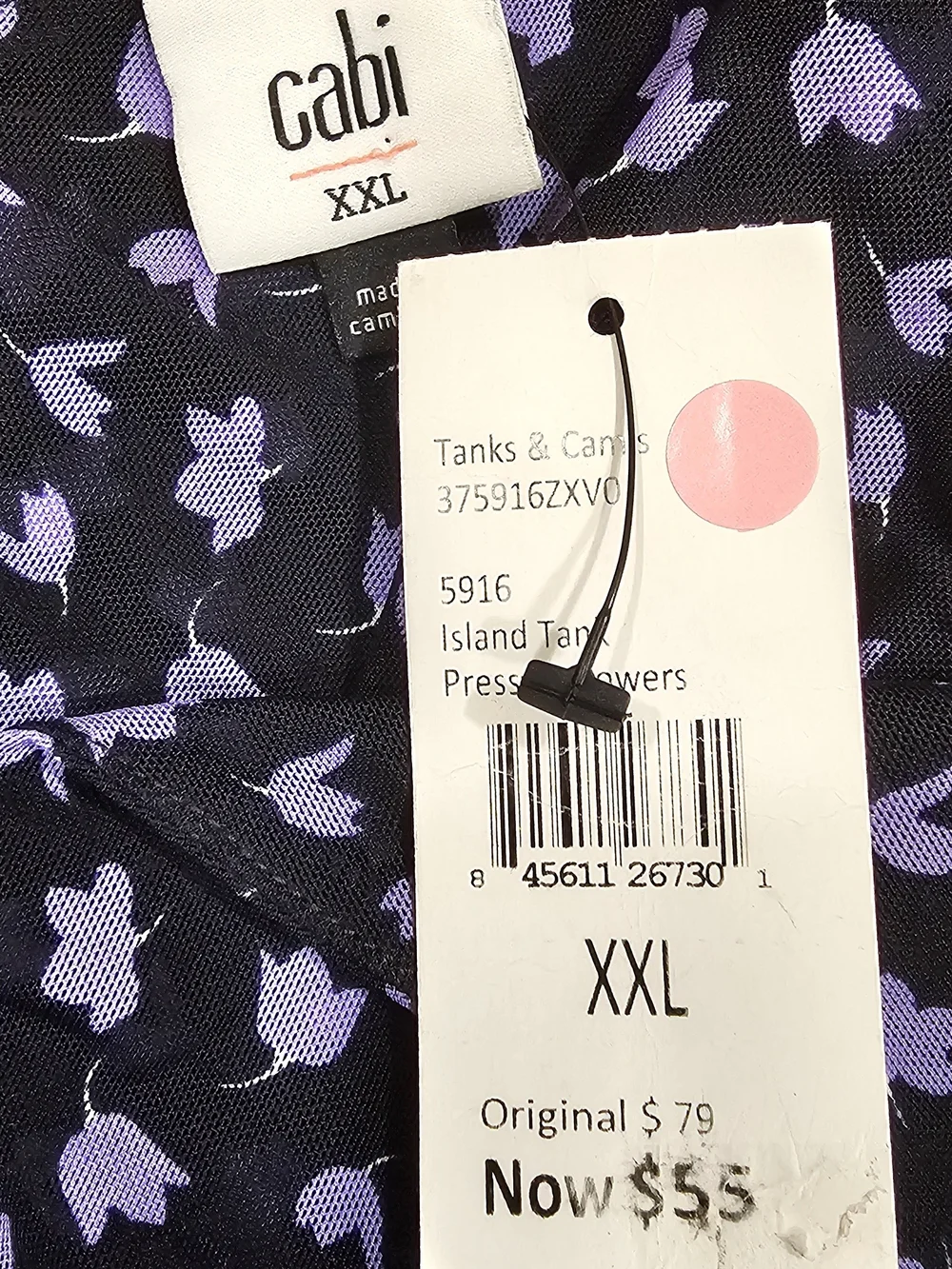CAbi Navy with Lavender Micro-Print Swim Cover Dress
